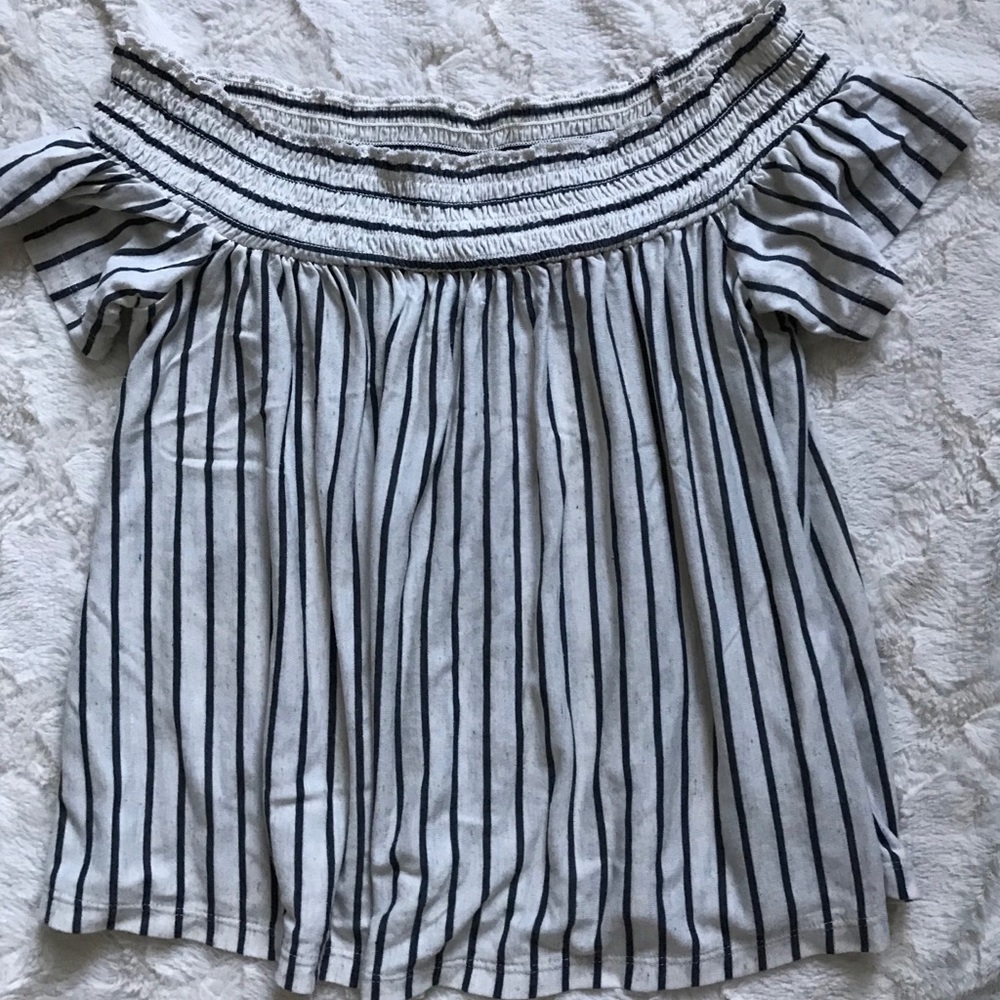 American Eagle Off the Shoulder Striped Top